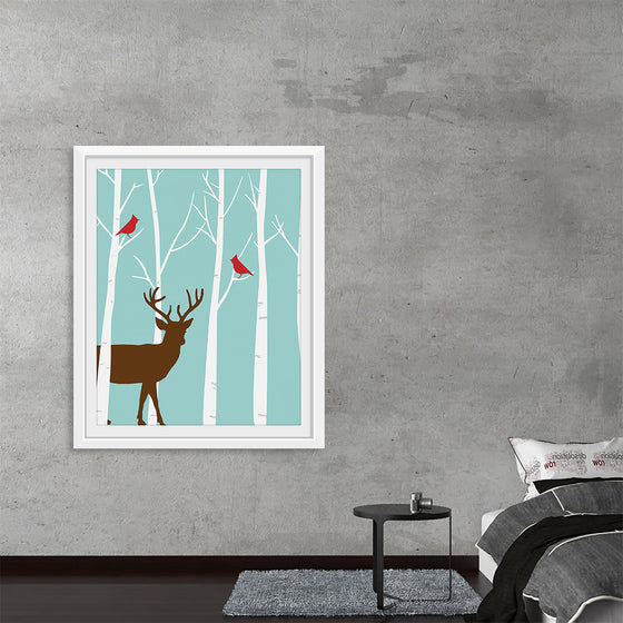 "Deer in Winter Forest"