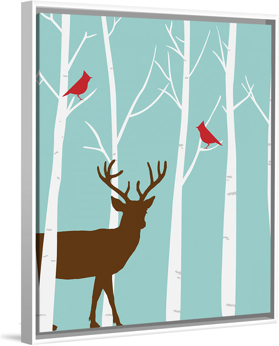 "Deer in Winter Forest"