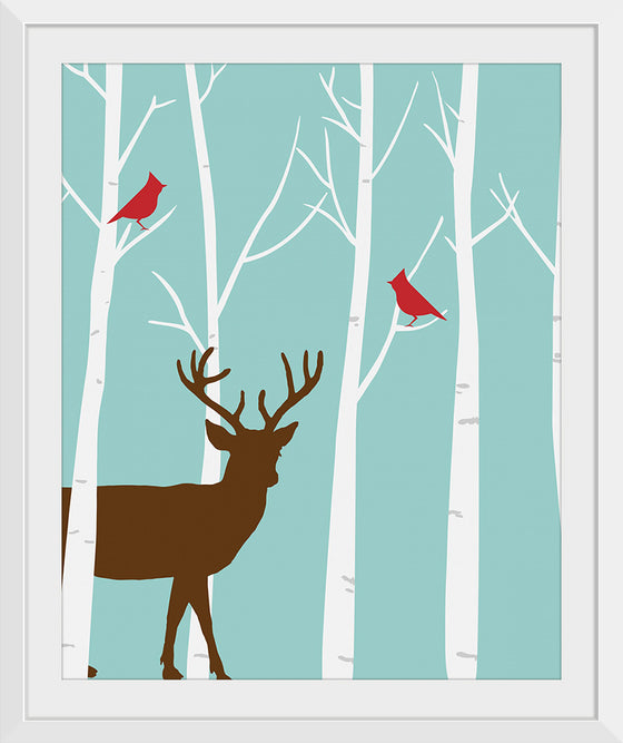 "Deer in Winter Forest"