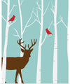 "Deer in Winter Forest"