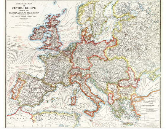 "Strategic map of Central Europe showing the international frontiers / prepared in the War College Division (1915)", Arch. B. Williams and Geo. F. Bontz, Draftsmen.