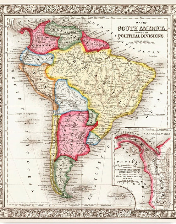 "Map of South America (1863)", Samuel Augustus Mitchell