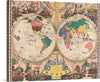 This exquisite artwork, available as a print, transports viewers to an era where the allure of exploration and discovery was at its peak. The piece features two ornate globes showcasing the Western and Eastern hemispheres, surrounded by intricate illustrations that breathe life into the continents and oceans. Every detail, from the meticulously drawn borders to the vibrant colors distinguishing each country, is a testament to the artist’s skill and devotion.