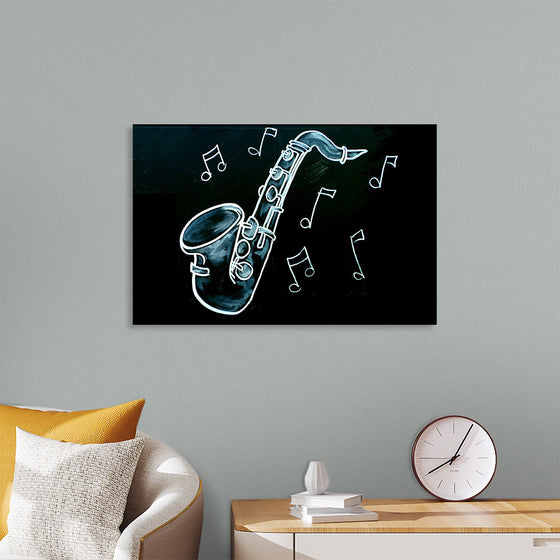 "Chalked Blackboard Saxophone"