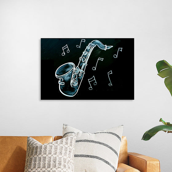 "Chalked Blackboard Saxophone"