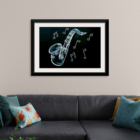 "Chalked Blackboard Saxophone"