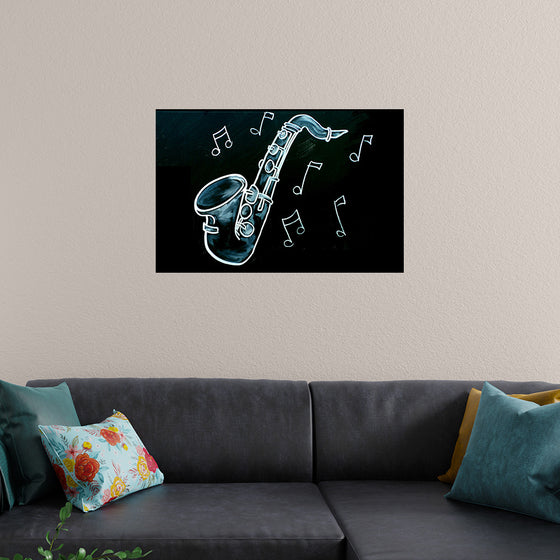 "Chalked Blackboard Saxophone"