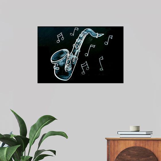 "Chalked Blackboard Saxophone"