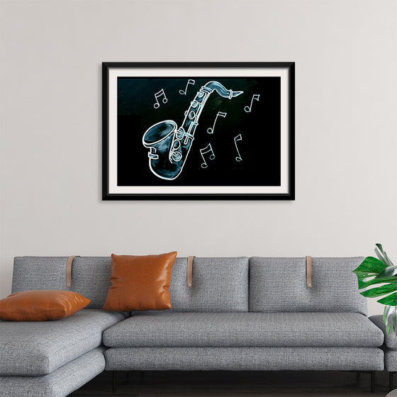 "Chalked Blackboard Saxophone"