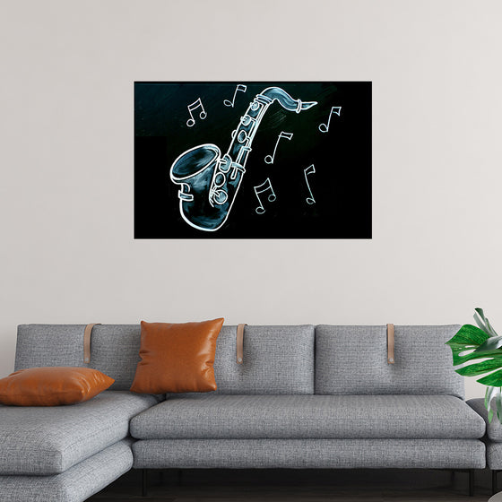 "Chalked Blackboard Saxophone"