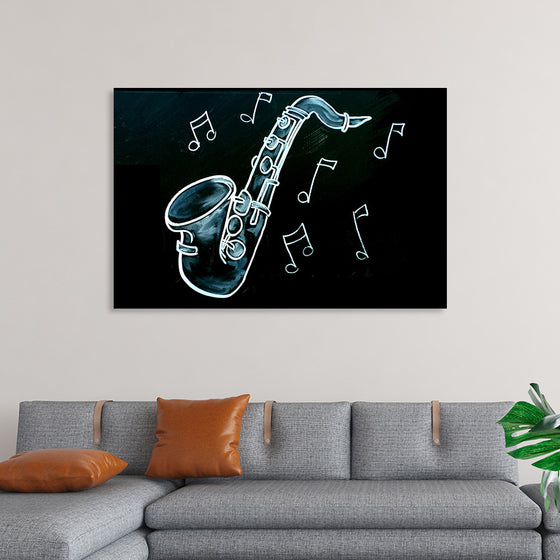 "Chalked Blackboard Saxophone"