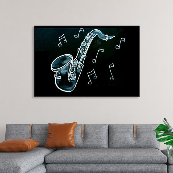 "Chalked Blackboard Saxophone"