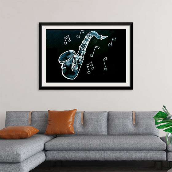 "Chalked Blackboard Saxophone"