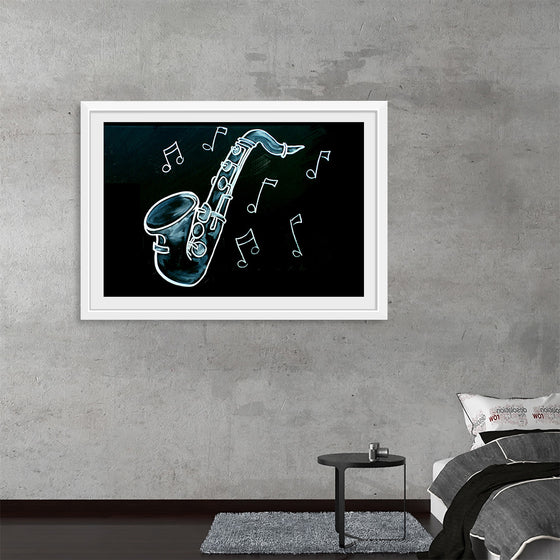 "Chalked Blackboard Saxophone"