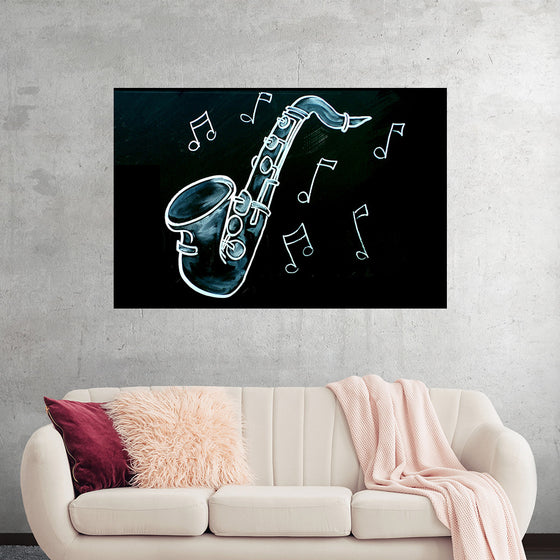 "Chalked Blackboard Saxophone"