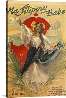  Immerse yourself in the enchanting allure of “My Filipino Babe,” a captivating artwork now available as a premium print. This piece transports you to an era of timeless elegance, capturing the essence of a graceful dancer mid-performance. The swirling fabrics and the dynamic backdrop, featuring stylized tropical elements, are rendered with meticulous attention to detail.