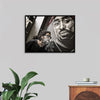 "Man With Dreadlocks and Sunglasses Poses Near Tupac Shakur Portrait"