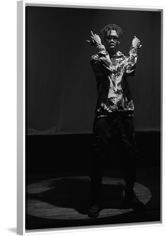 "Man in Printed Shirt and Black Pants Standing on Stage", cottonbro studio
