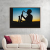 "Silhouette of a Man Playing Saxophone during Sunset", Victor Freitas