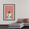 "Man in Teal Suit Holding Trumpet"