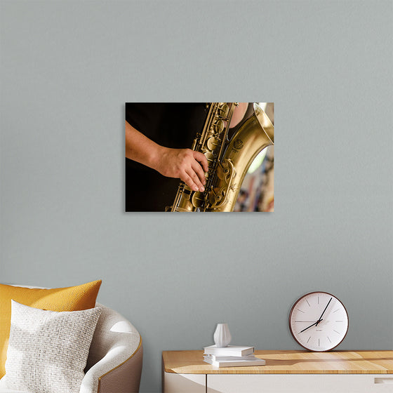 "Person in Black Shirt Playing Brass-Colored Saxophone", Ruca Souza