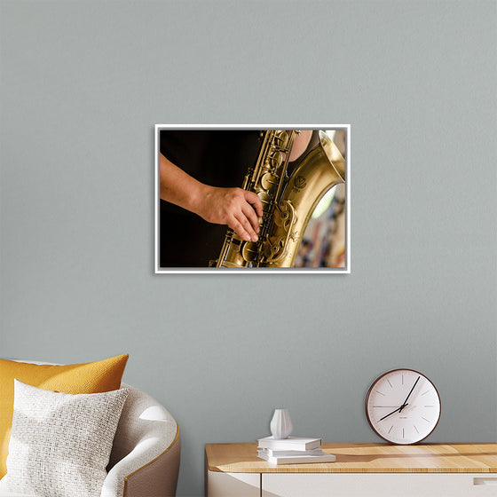 "Person in Black Shirt Playing Brass-Colored Saxophone", Ruca Souza