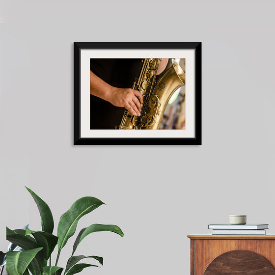 "Person in Black Shirt Playing Brass-Colored Saxophone", Ruca Souza