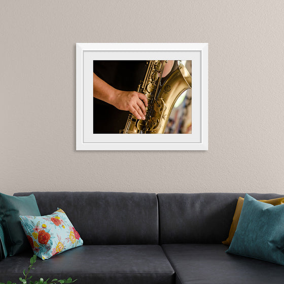 "Person in Black Shirt Playing Brass-Colored Saxophone", Ruca Souza