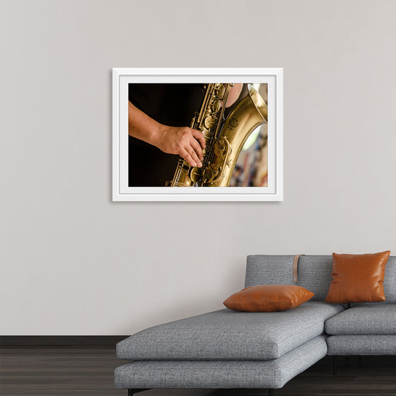 "Person in Black Shirt Playing Brass-Colored Saxophone", Ruca Souza