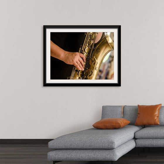 "Person in Black Shirt Playing Brass-Colored Saxophone", Ruca Souza