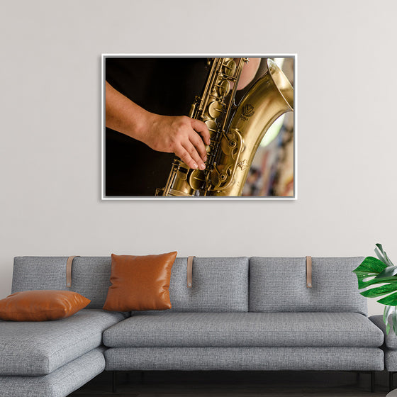 "Person in Black Shirt Playing Brass-Colored Saxophone", Ruca Souza