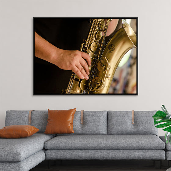 "Person in Black Shirt Playing Brass-Colored Saxophone", Ruca Souza