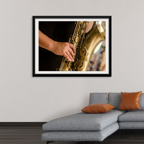 "Person in Black Shirt Playing Brass-Colored Saxophone", Ruca Souza