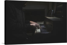  Immerse yourself in the soul-stirring echoes of a timeless melody with this exquisite print. Captured in the intimate embrace of shadow and light, a pianist’s hands dance gracefully over the keys, evoking a symphony of emotions that linger in silence. Every stroke, every note, is a testament to the unspoken language of music that transcends time.