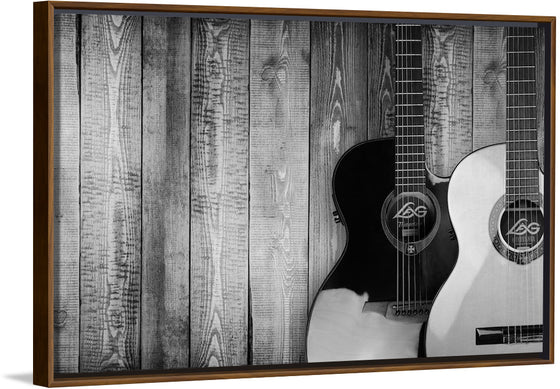 "Two Grayscale Acoustic Guitars"