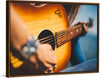 "Person Play Guitar in Close-up Photo"