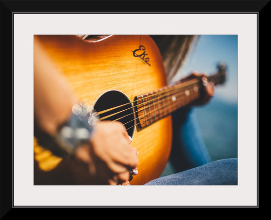 "Person Play Guitar in Close-up Photo"