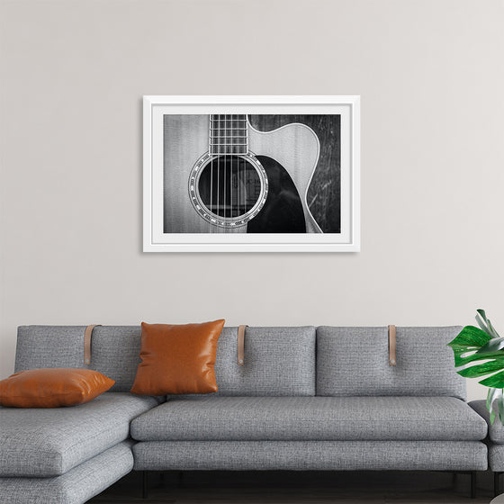 "Grayscale Photo of Cutaway Acoustic Guitar", Jessica Lewis Creative