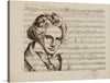 “Beethoven Concerto” is a beautiful print that captures the essence of the legendary composer, Ludwig van Beethoven. The print features a detailed sketch of Beethoven’s profile with his iconic hair, set against a background of his music scores. 