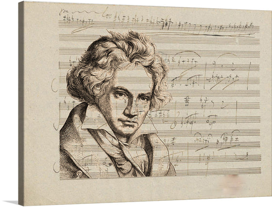 “Beethoven Concerto” is a beautiful print that captures the essence of the legendary composer, Ludwig van Beethoven. The print features a detailed sketch of Beethoven’s profile with his iconic hair, set against a background of his music scores. 