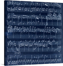  Immerse yourself in the harmonious blend of visual and auditory art with this exquisite print of a musical score. Each note, meticulously inscribed against the deep blue backdrop, invites you to a symphony of elegance and melody. 