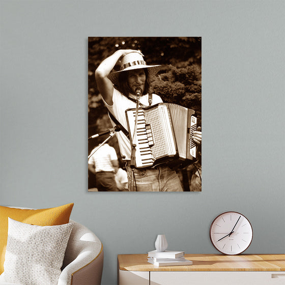 "Smiling Musician with Accordion"