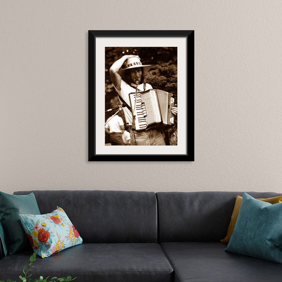 "Smiling Musician with Accordion"