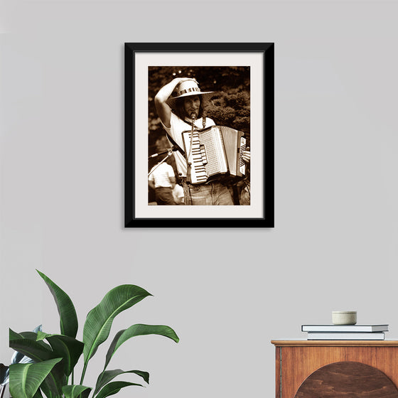 "Smiling Musician with Accordion"