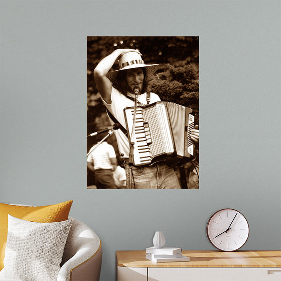 "Smiling Musician with Accordion"