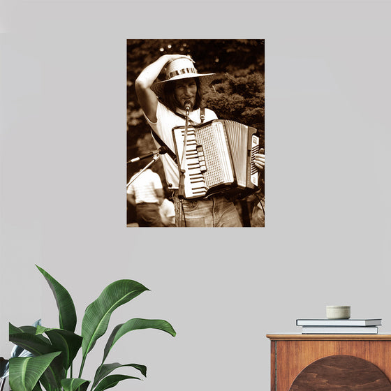 "Smiling Musician with Accordion"