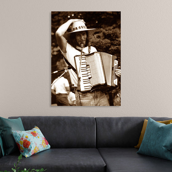 "Smiling Musician with Accordion"