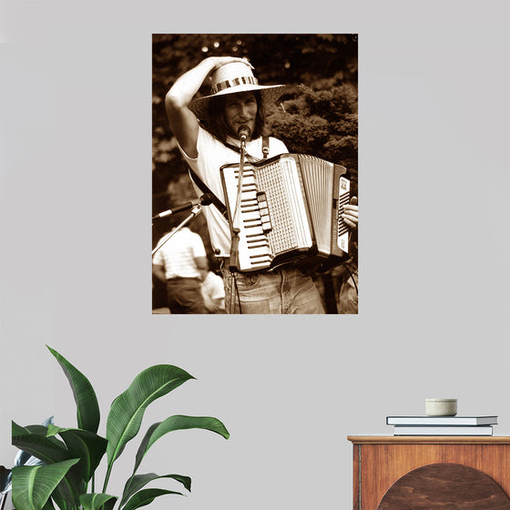 "Smiling Musician with Accordion"