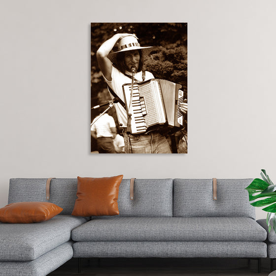 "Smiling Musician with Accordion"