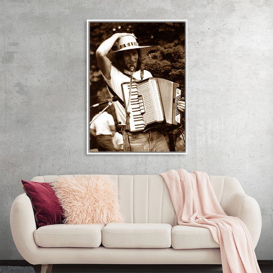 "Smiling Musician with Accordion"